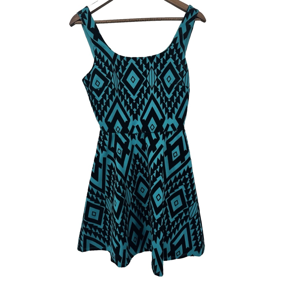 Trixxi‎ Flocked Blue Velvet Y2K Geometric Bow Coquette skater grunge hoco S